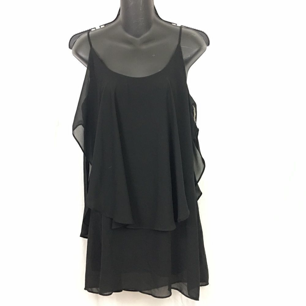 Ragged Glam Works Black Sleeveless Chiffon Dress Size Small